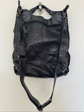 Convertible Black Leather Shoulder Bag